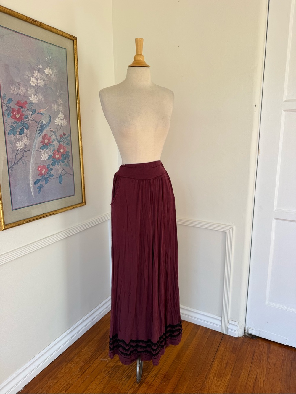 Wide Leg Purple Palazzo Pants with Black Trim - Picture 3 of 5